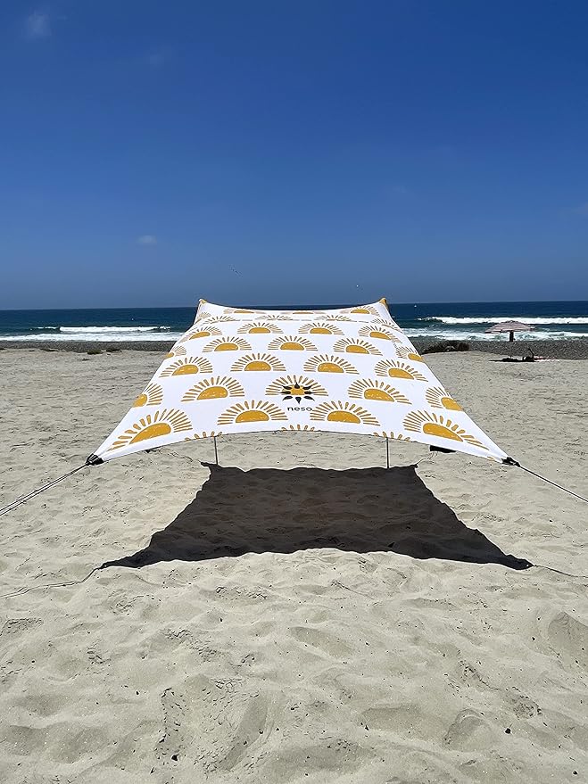 Neso Grande Portable Beach Tent Sun Shelter - Lightweight Beach Shade Canopy - Easy Setup for Family Outings - Patented Reinforced Corners - UPF 50+ Sun Protection - 7ft Tall 9 x 9ft