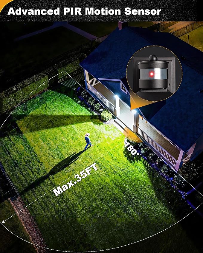 LTBLIGHT Motion Sensor Outdoor Wall Light 4-Modes Black Dusk to Dawn Lighting Fixture Waterproof Exterior Wall Mount Porch Lights for House Entry Backyard Patio 120V