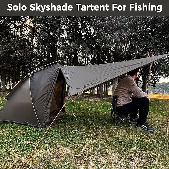 Onewind Ultralight One Person Tent Single Person Fishing Tent with Rainfly Poles Easy Setup for 3 Season Camping Hiking Backpacking