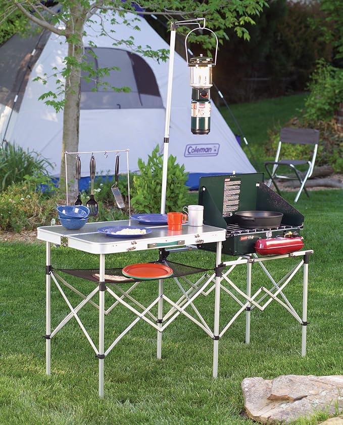 Coleman Pack-Away Portable Camp Kitchen Outdoor Folding Kitchen with Food Prep Area Great for Camping Tailgating Grilling &amp More