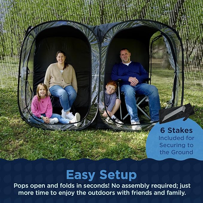 WeatherPod® The Original Shark Tank Side-by-Side™ 2-4 Person Pop-Up Pod - Stay Warm Dry and Out of The Sun - Weather Pod for Sports Rain or Wind - Simple to Set Up and Tear Down