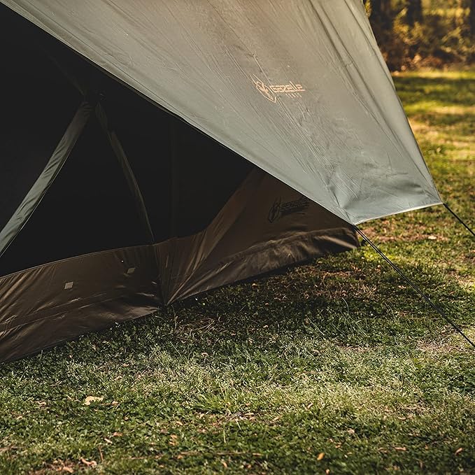 Gazelle Tents™ T4 Plus Hub Tent Overland Edition Easy 90 Second Set-Up Waterproof UV Resistant Footprint All-Terrain Stakes 4-8 Person Alpine Green/Oak Moss 78 x 94 x 165 GT451GR
