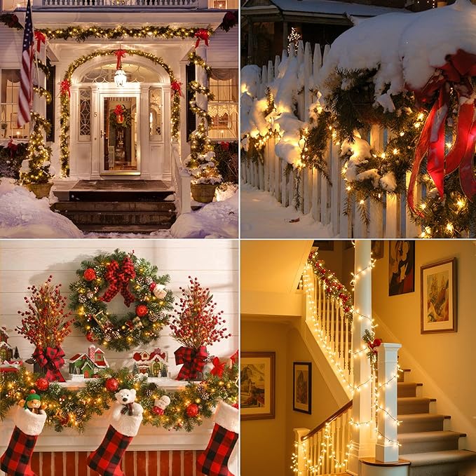 197FT 600 LED Christmas Lights Outdoor Warm White Christmas Tree Lights Plug in 8 Modes Twinkle String Light for Outside Bedroom Wedding Party Ceiling Xmas Home Decorations