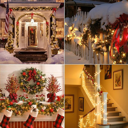 197FT 600 LED Christmas Lights Outdoor Warm White Christmas Tree Lights Plug in 8 Modes Twinkle String Light for Outside Bedroom Wedding Party Ceiling Xmas Home Decorations