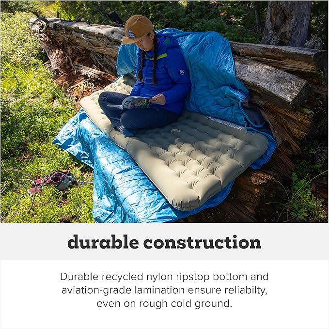 Big Agnes Campmeister Deluxe - Insulated Sleeping Pad Ultralight Inflatable Mat For Camping All Season Compact Backpacking And Hiking 25x78 Wide Long