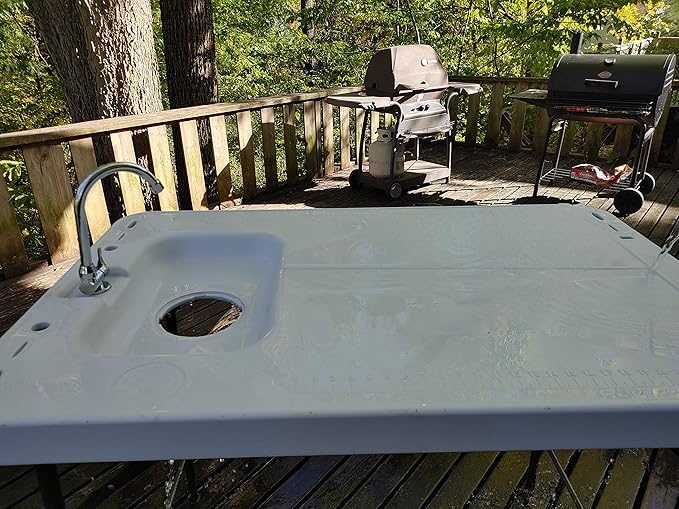 Old Cedar Outfitters Premium Extra-Large Fish and Game Cleaning Table with Sink and Folding Legs