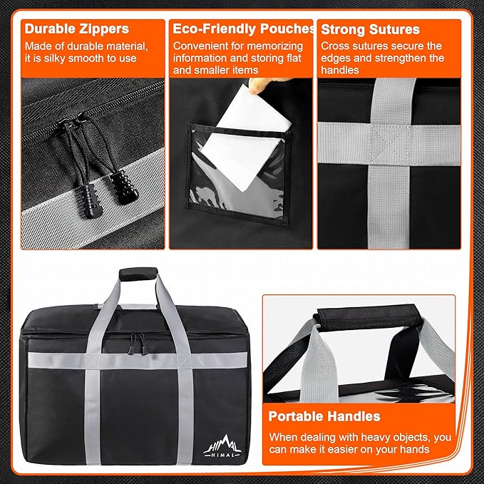 Himal Outdoors Insulated Food Delivery Bag XXXL-23Wx15Hx14D inches Premium Insulated Grocery Bag for HOT/COLD Food Delivery Fit for Uber Eats Doordash Commercial Catering Transportation