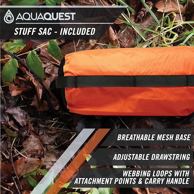 AquaQuest Survivor High Visibility Tarp - Portable Safety Shelter or Emergency Rain Fly - Disaster Preparedness Must Haves for Hiking Backpacking &amp Expedition 15 x 15 ft