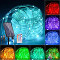 33FT Solar Rope Lights Outdoor Waterproof 18 Colors Changing Fairy String Light USB &amp Solar Powered with Remote 100 LEDs Multicolor Trampoline Light Rope Lighting for Outside Christmas Party