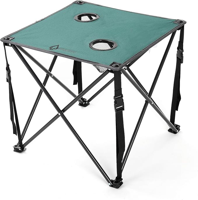 ARROWHEAD OUTDOOR 26” (66cm) Portable Camping Folding Table 2 Cup Holders Square Carrying Case Steel Frame High-Grade 600D Canvas