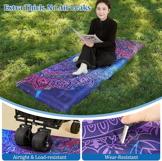 pickyNproud Camping Sleeping Pad Extra Thick 5 Inch Inflatable Camping Pad with Pillow Sleeping Mat Built-in Foot Pump Portable Lightweight Camping Air Mattress for Backpacking Hiking Tent