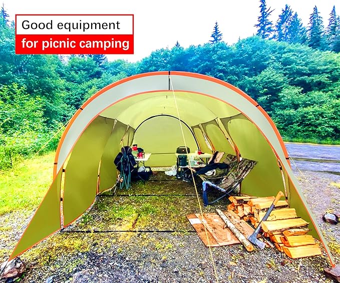 Car Canopy Tent Large Camping Shade for 8-10 Person Family Tent Picnic BBQ Friends Gathering Waterproof Windproof Lightweight Easy Setup 15 * 10 FT