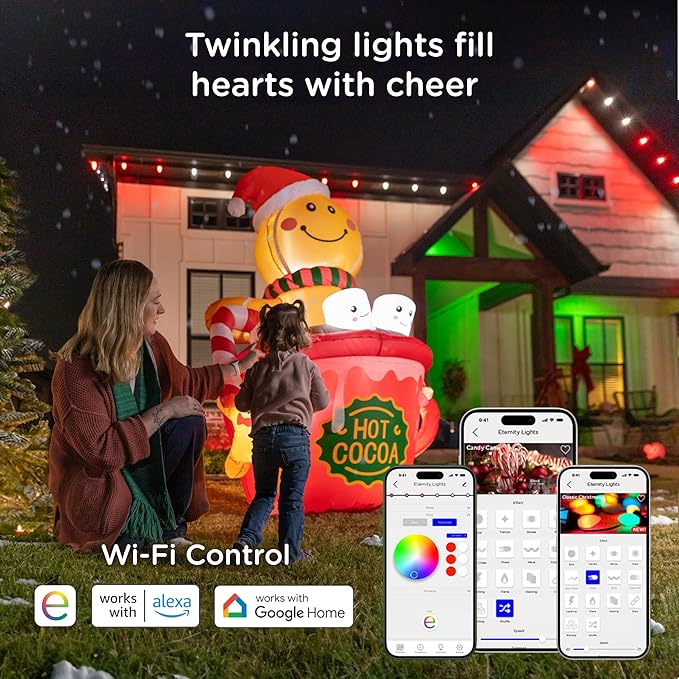 Enbrighten Vibe Eternity Permanent Outdoor Lights for House 150ft 108 RGBWIC LEDs Close Spacing 33lm Color Changing Christmas Eave Lighting Smart App Works with Alexa Google Home 85102