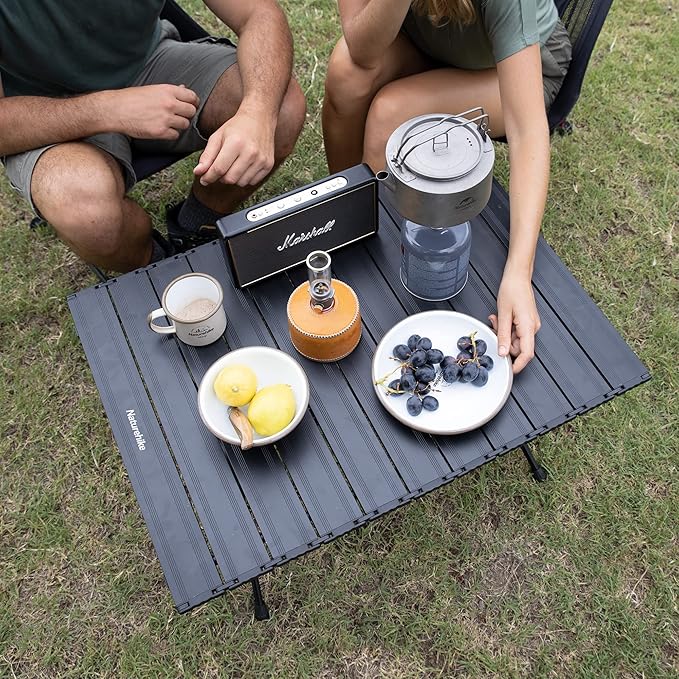 Naturehike FT11 Height Adjustable Camping Table Ultralight Aluminum Roll Up Table with Carry Bag Portable Backpacking Camp Table for Hiking Picnic Fishing Beach