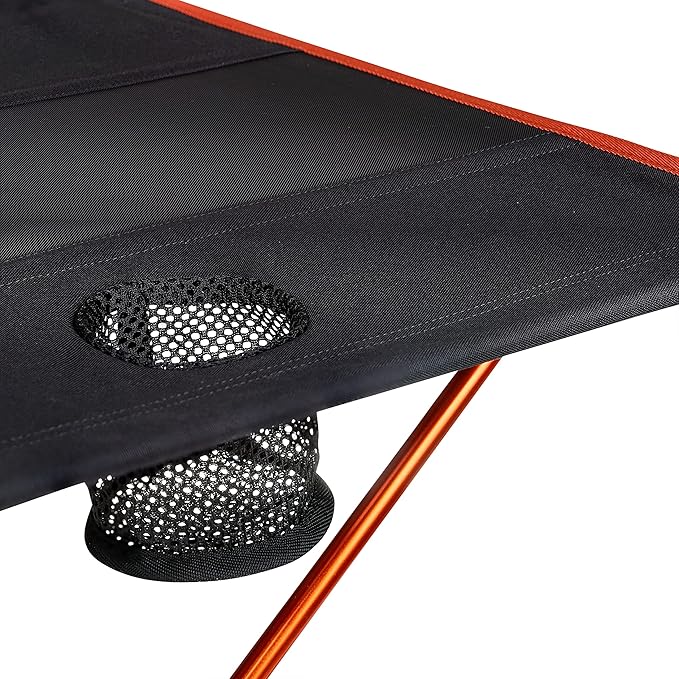 Cascade Mountain Tech Ultralight Camp Table - Lightweight for Backpacking Camping Sporting Events Beach and Picnics with Carry Bag - Black/Orange