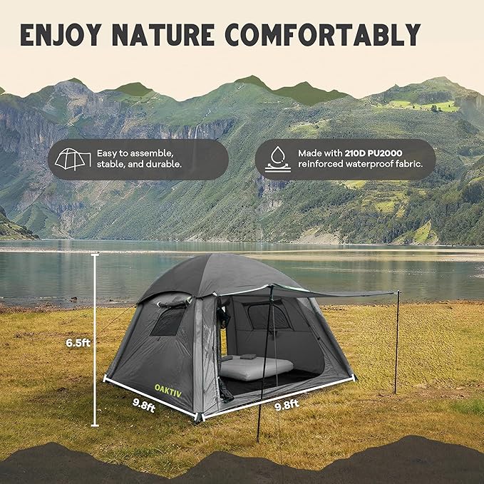CloudCamp Inflatable Tents for Camping- 6 People Waterproof Oxford Fabric(210D) Quick Setup Air Tent with Manual &amp Battery Pump UV Protection 4-Season Inflatable Tent