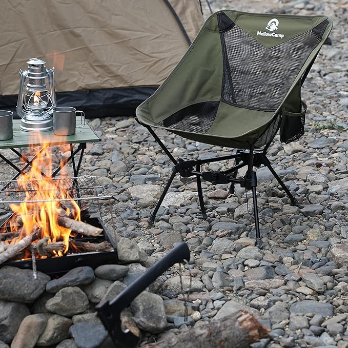 MellowCamp Camping Chair Ultralight Folding Backpacking Hiking Chair Compact Portable for Hiking Camping Backpacking Beach Roadtrip (Olive Green)