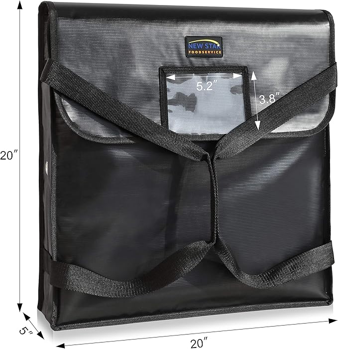 New Star Foodservice Insulated Pizza Delivery Bag 20 x 20 x 5 Inch Black
