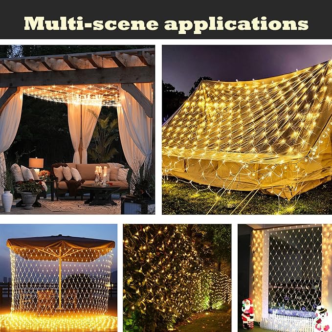 Eueasy LED Lights Outdoor Fairy Lights Chandelier - 360L Gazebo Net Lights with 8 Lighting Modes 12×12 FT Chandelier for PergolasWedding Bush Christmas