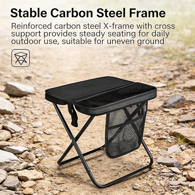 2026 New Large Foldable Backpack Stool for Adults 265lbs Ultralight Portable Backpack Chair with Carry Bag Collapsible Stool for Hiking Camping &amp Fishing (Large Green)