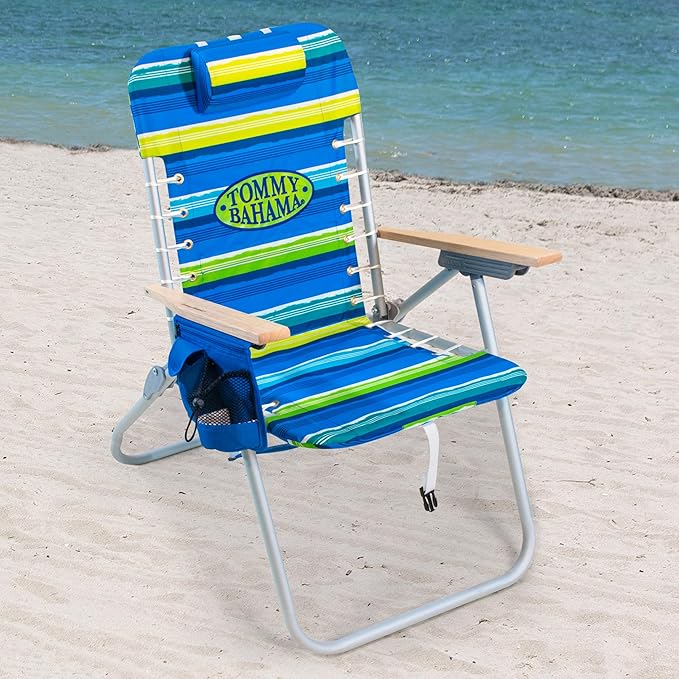 Tommy Bahama Hi-Boy 17 Seat Height 4-Position Lace-Up Suspension Folding Beach Backpack Chair