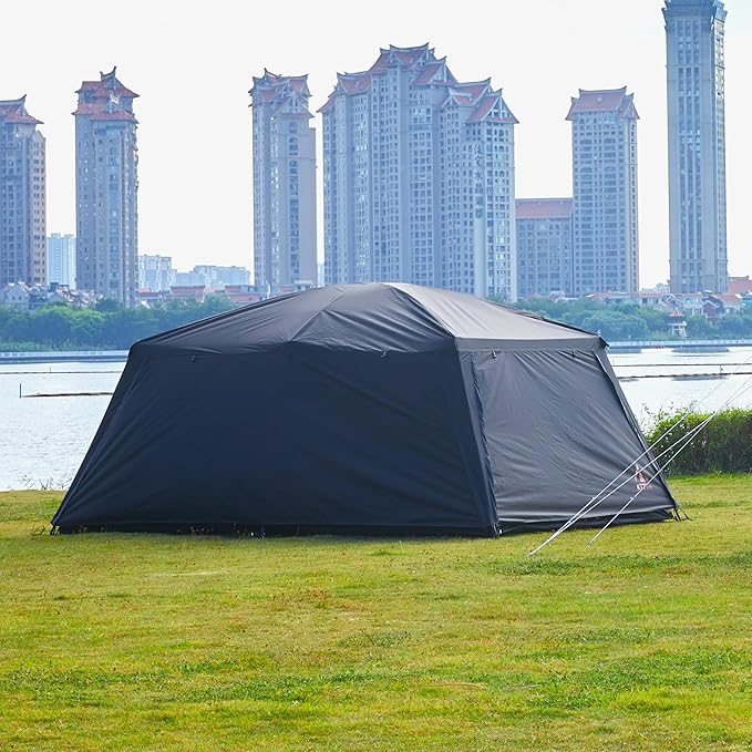 KTT Extra Large Tent 12 Person(A)Awning Family Cabin Tents2 Rooms4 Doors and 4 Windows with MeshStraight WallWaterproofDouble LayerBig Tent for OutdoorPicnicCampingFamily Gathering。