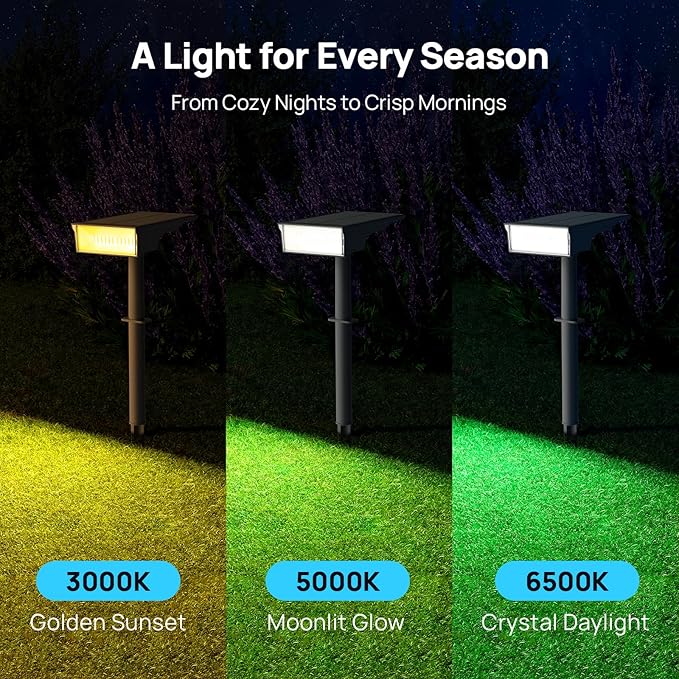 Consciot Solar Lights Outdoor Waterproof 3 Color Solar Garden Light Adjustable 170° Spot Lights for Outside Yard Landscape Lighting Pathway Halloween IP65 Auto On/Off 4 Pack WS002UCW