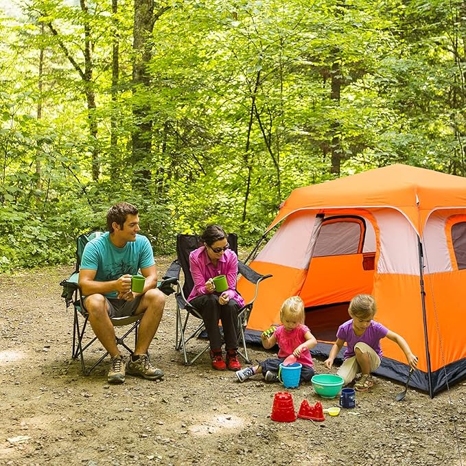 6 Person Tent Tents for Camping6 Person 60 Seconds Set Up Camping Tent Waterproof Pop Up Tent with Top Rainfly Instant Cabin Tent Advanced Venting Design Provide Gate Mat