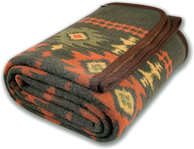 ACUSHLA Merino Wool Blanket - Warm Thick Washable Large Bed Couch Outdoor Camping Sleeping Throw Blanket All Seasons Myers Green 79x63