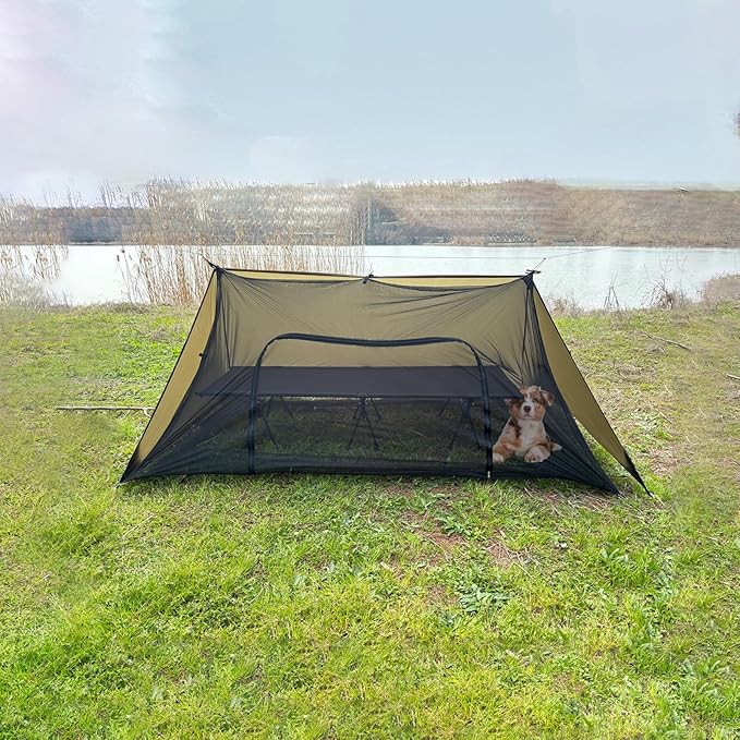 Onewind Camping Mosquito Net for Cot Shelter Bugnet Camping Screen Room Ultralight No-See-Um Breathable Mesh Bugnet Mosquito Netting with Double Sided Zipper Black