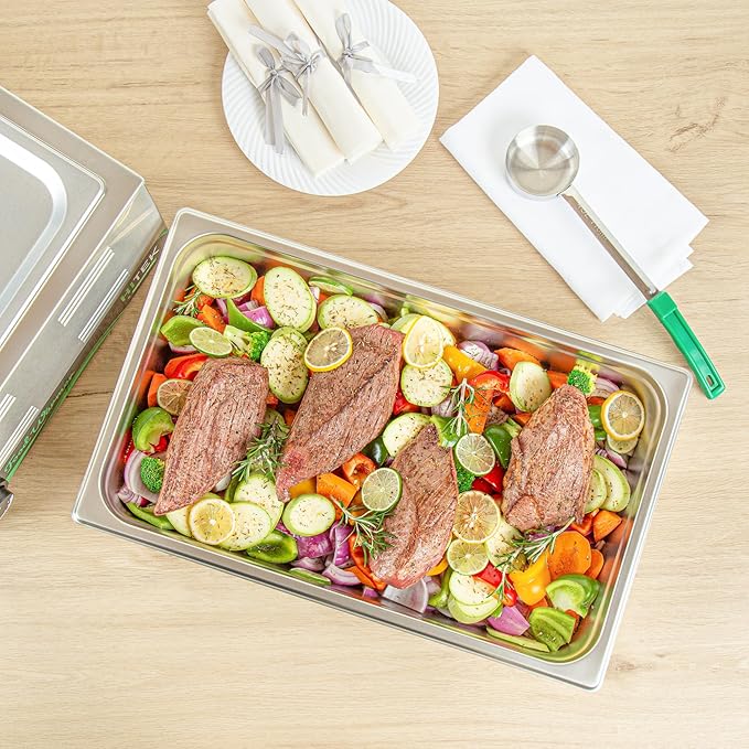 Restaurantware-Kitchen Tek Full Size Steam Table Pans 6 Anti-Jam Steam Pans - Lids Sold Separately 4” Deep 24 Gauge Stainless Steel Hotel Pan Freezable For Catering Events And Parties