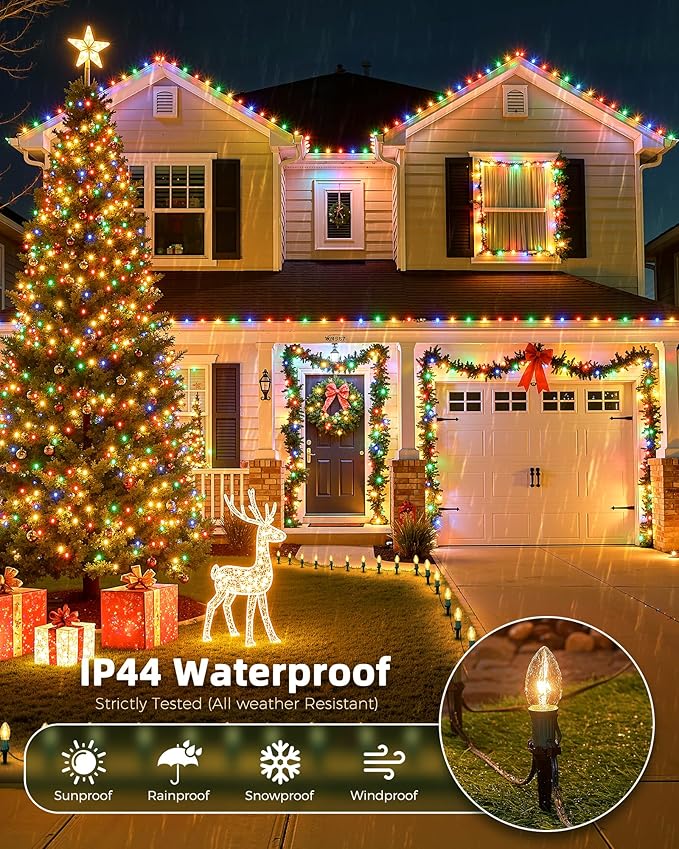 Brightown C9 Christmas Pathway String Lights - Outdoor with 102.8 FT Length 80 Clear Lights Waterproof Walkway for Indoor/Outdoor Xmas Party Decor Warm White
