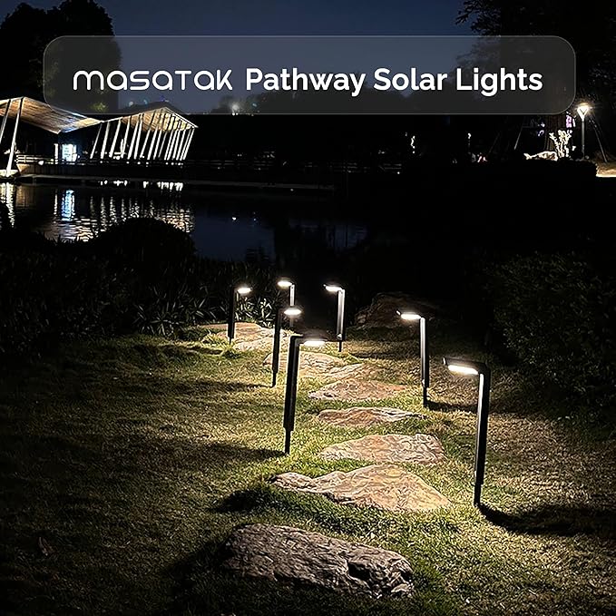 Warm White Solar Pathway Lights 2 Pack - Ultra Bright Waterproof Outdoor LED Lights for Garden Walkway &amp Patio - 2 Brightness Modes - Solar Powered Yard Lighting
