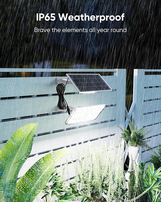 1000 Lumen 299 LED Solar Dusk to Dawn Light Outdoor JACKYLED Solar Powered Spotlight with 4000mAh Battery Outside Waterproof Wall Mount Security Light for Porch Storage Room Patio Shed (White 2-Pack)