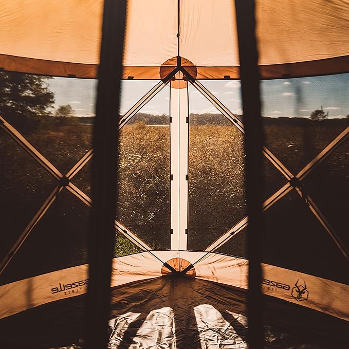 Gazelle Tents™ G5 5-Sided Portable Gazebo with TriTech Mesh Pop-Up Hub Screen Tent Waterproof UV Resistant 4-Person &amp Table Desert Sand 85 x 115 x 106 GK913 Includes 3 Pack of Wind Pane