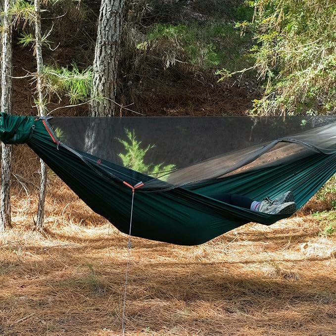 KAMMOK Mantis Hammock All Seasons Mosquito Net Storage Bag Camping Outdoor Activities - Pine Green