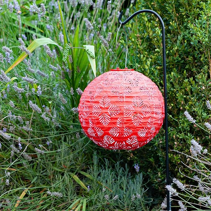 Allsop Soji Stella - Brights Geo Palm - 12 Outdoor Solar Lantern - Chili