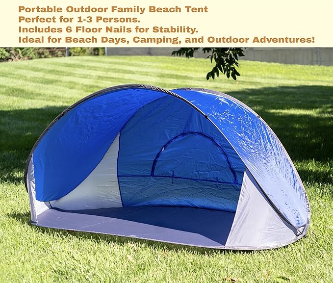 Pop-Up Beach Tent Sun Shade Portable Outdoor Family Shade Tent with Carrying Bag (Shelter Measures: 86 L x 47 W x 39 H)