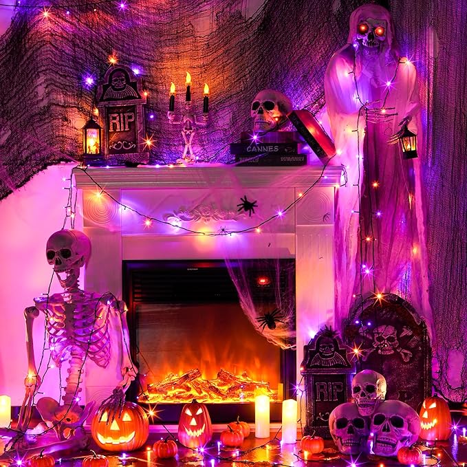JMEXSUSS 800 LED Orange and Purple Halloween Lights 272ft Halloween String Lights Outdoor Waterproof 8 Modes Plug in Twinkle Light for Tree Party Decor