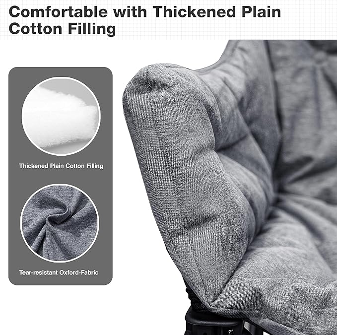 Double Camping Chair Heavy Duty Oversized Padded Loveseat for Adults 2 Person Outdoor Portable Camping Chairs for Lawn Backyard Fishing Trip Support 600lbs Grey
