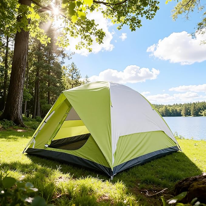 Tents for Camping 4 Person Camping Tents Waterproof Windproof Family Camping Tent Outdoor Dome Tent Easy Setup 210D Oxford Cloth Waterproof (Green -4 People)
