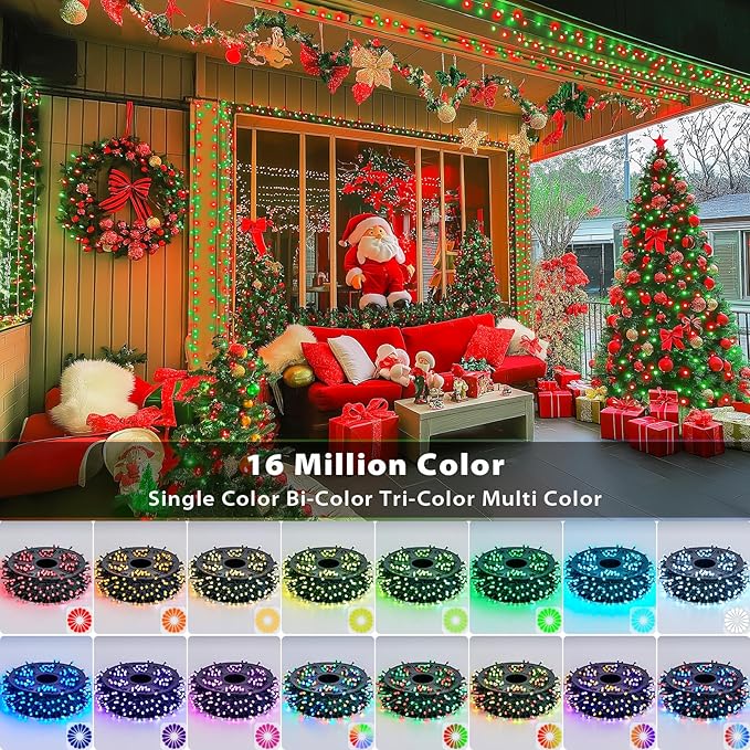 JMEXSUSS Smart Color Changing Christmas Lights 173ft 500 LED RGB Christmas String Lights with Remote &amp APP Waterproof Christmas Tree Lights for Indoor Outdoor Xmas Tree Party House Decoration