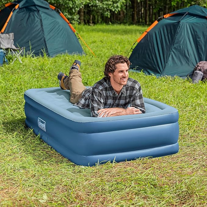Coleman: SupportRest Plus: 16 Twin Airbed - Handheld A/C Pump Double-High Inflatable Mattress Storage Bag Water-Resistant PVC Indoor-Outdoor