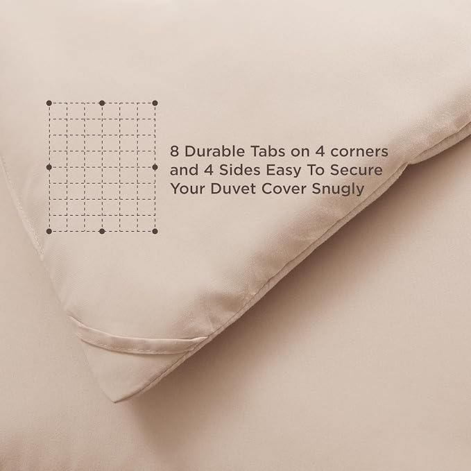 Bedsure Comforter Duvet Insert - Quilted Comforters Twin Size All Season Duvet GentleSoft Down Alternative Bedding with 8 Tabs Gifts for Women/Men Beige Twin 88 x 68 Inches