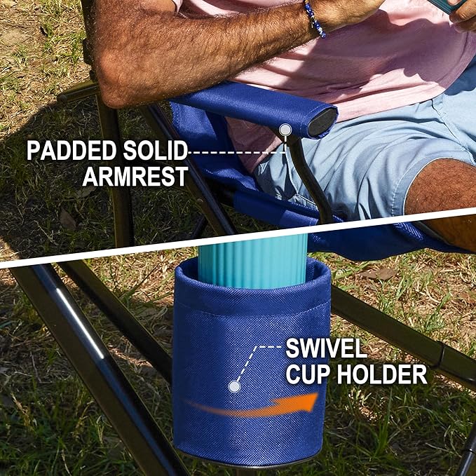 Oversized Folding Camping Chairs for Adults Heavy Duty Support 500lbs Big and Tall High Back Camping Chairs for Heavy People Padded Lawn Chairs Camp Chairs for PatioBeachCampLawnOutdoor