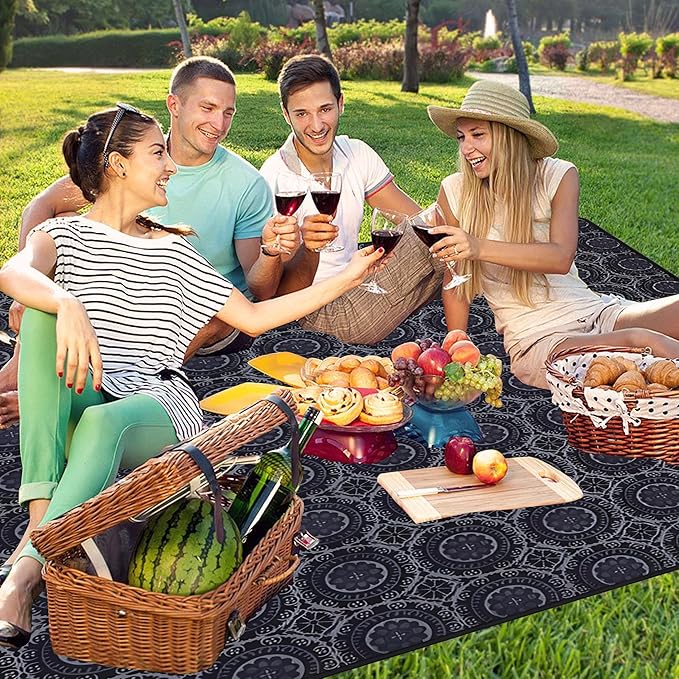 Extra Large Picnic Blankets Waterproof Foldable (60 x 80) Beach Blanket Waterproof Sandproof3-Layer Thicking Mat Outdoor Packable Camping Blanket