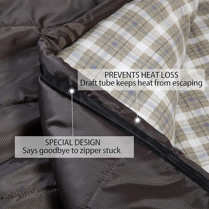 Cold Weather Sleeping Bag 100% Cotton Flannel XXL for Adults Big and TallFree Compression Sack