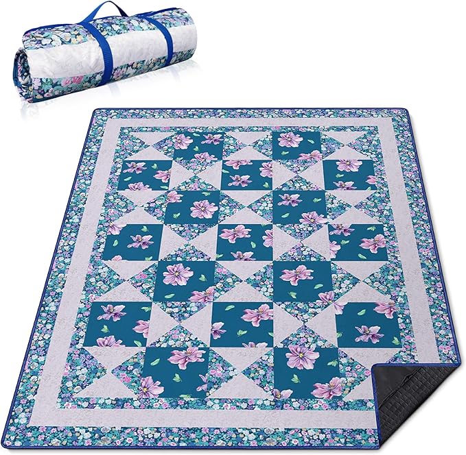 Extra Large Picnic Blankets Waterproof Foldable (60x 80) Beach Blanket Waterproof Sandproof3-Layer Thicking Mat Outdoor Packable Camping Blanket