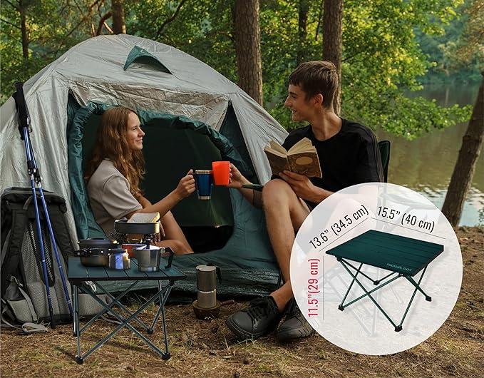 TREKOLOGY TALU Portable Folding Beach Table - Lightweight Travel Camp Table | Small Camping Table for Outdoor Adventures | Foldable Compact and Sturdy - Perfect for Camping Picnic Beach Trips