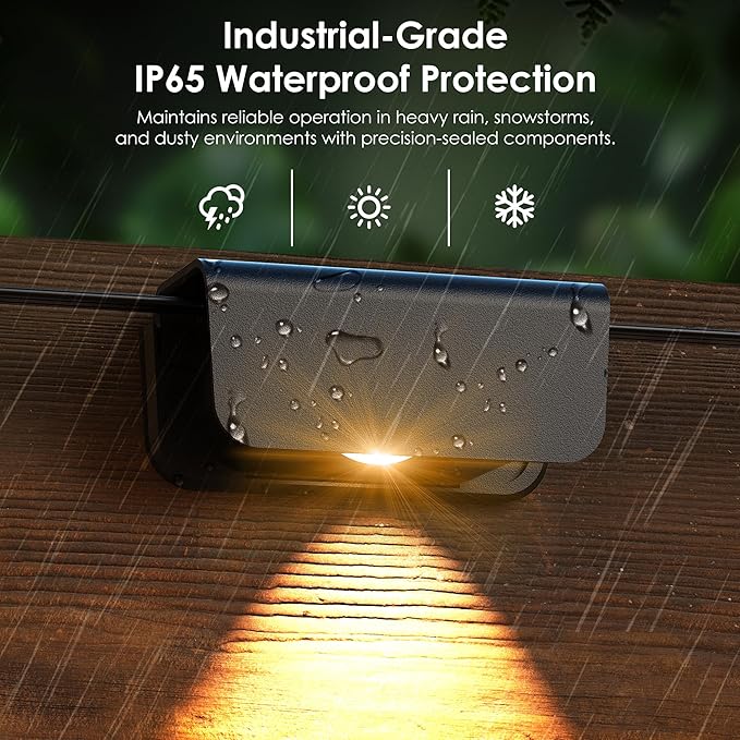 Fence Lights Outdoor IP65 Waterproof Deck Light with 45.93ft Cable Warm White Step Lights for Stairs Step Yard Patio and Pathway (10 Pack)